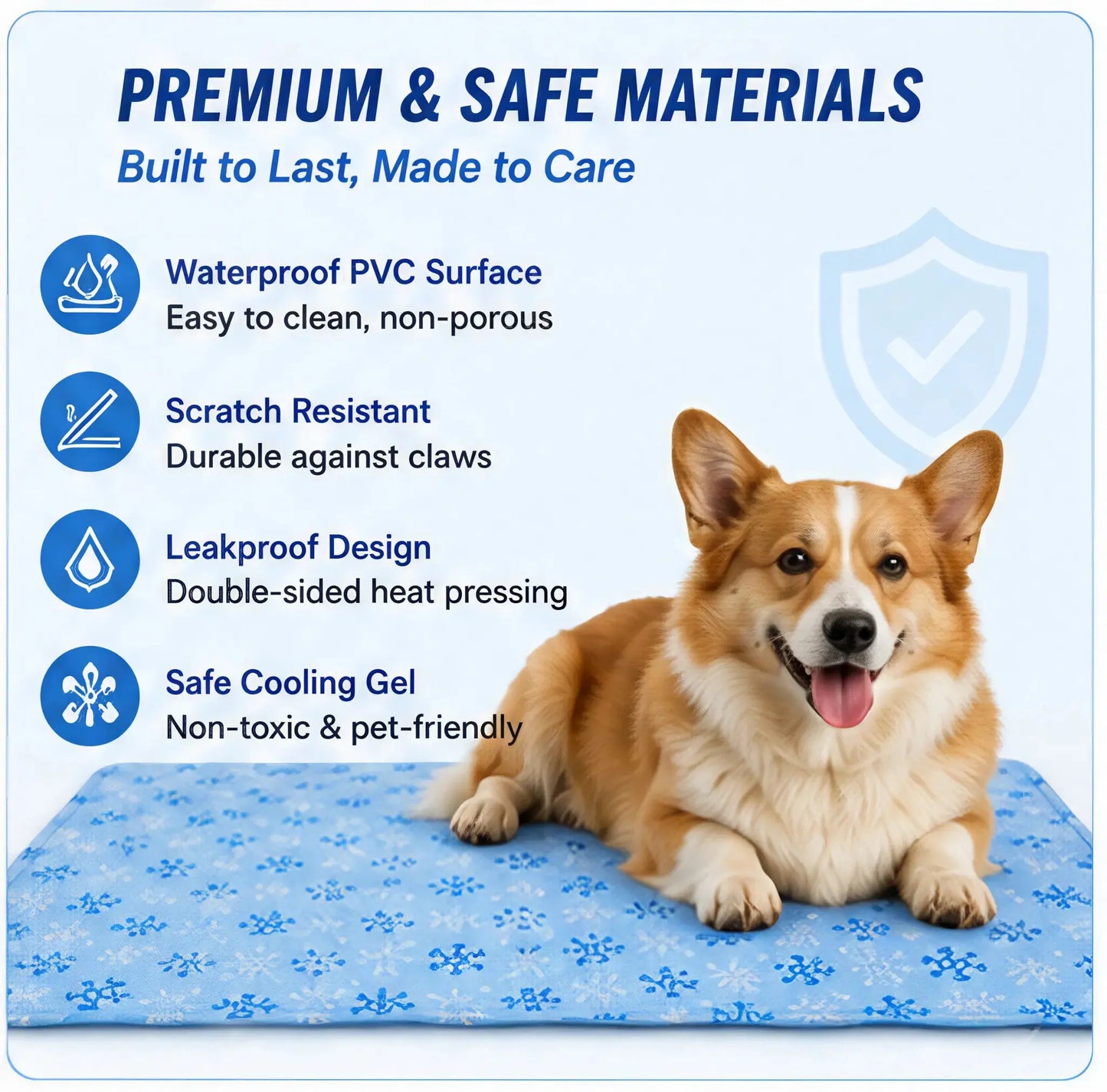 Pet Cooling Mat - Washable Gel, Waterproof Ice Silk Pad for Dogs & Cats, Suitable for Couch, Crate (Sizes S-L)