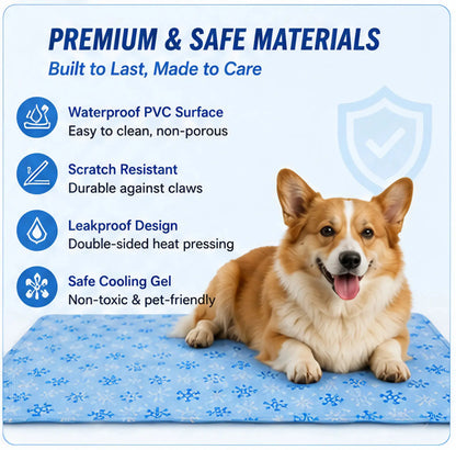 Pet Cooling Mat - Washable Gel, Waterproof Ice Silk Pad for Dogs & Cats, Suitable for Couch, Crate (Sizes S-L)