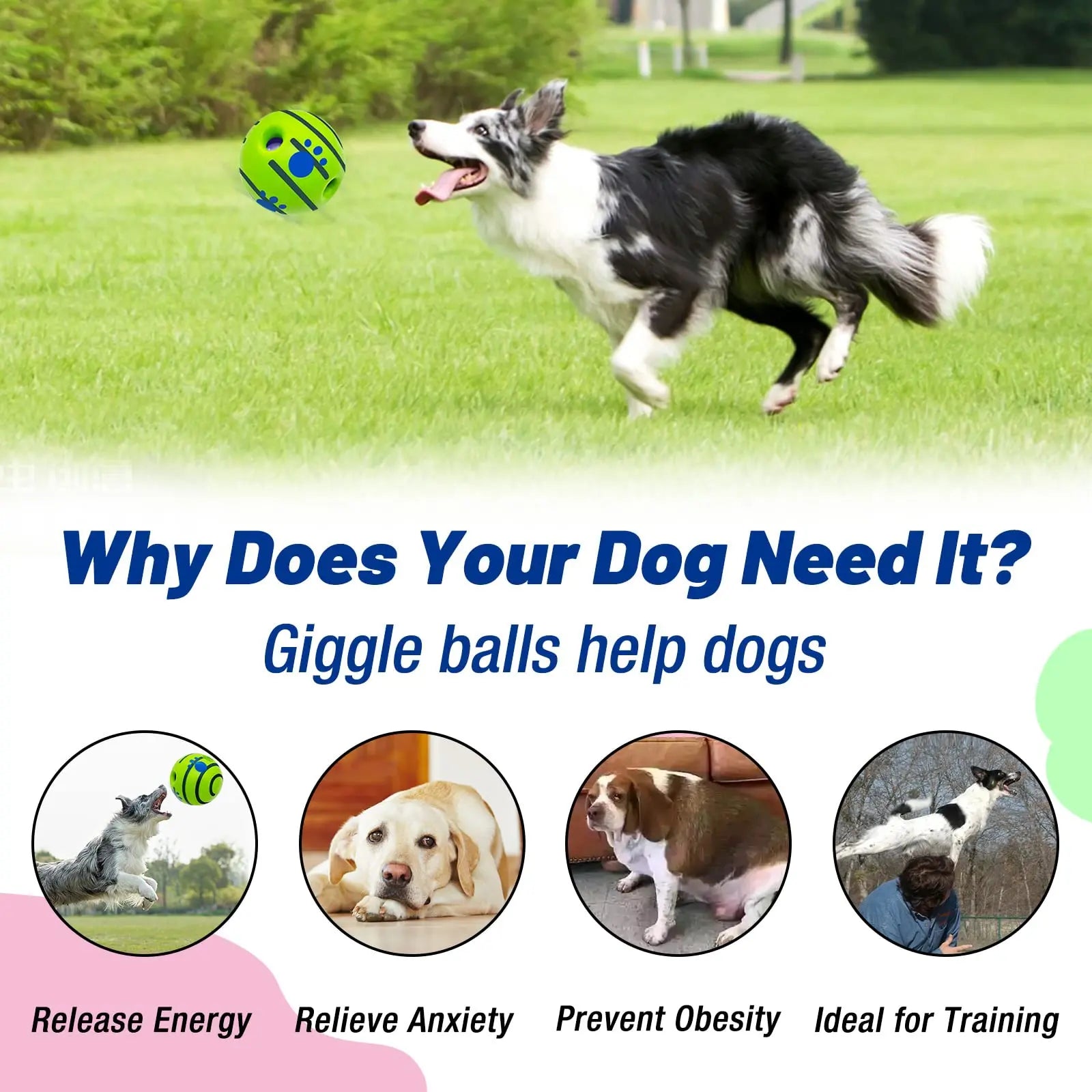 Durable Interactive Dog Toy Ball - Squeaky Wag Ball for Training and Play, Ideal for Indoor & Outdoor Use, Perfect Gift for Pets and Special Occasions