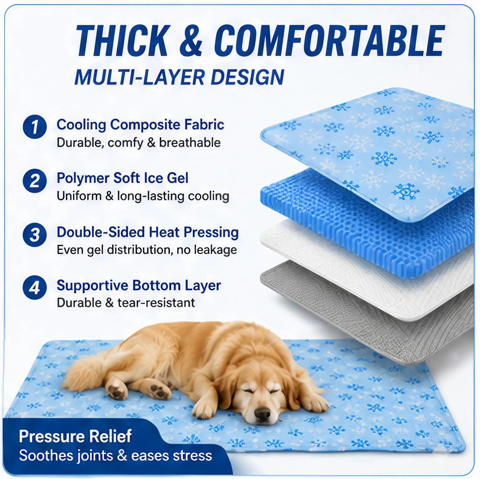 Pet Cooling Mat - Washable Gel, Waterproof Ice Silk Pad for Dogs & Cats, Suitable for Couch, Crate (Sizes S-L)