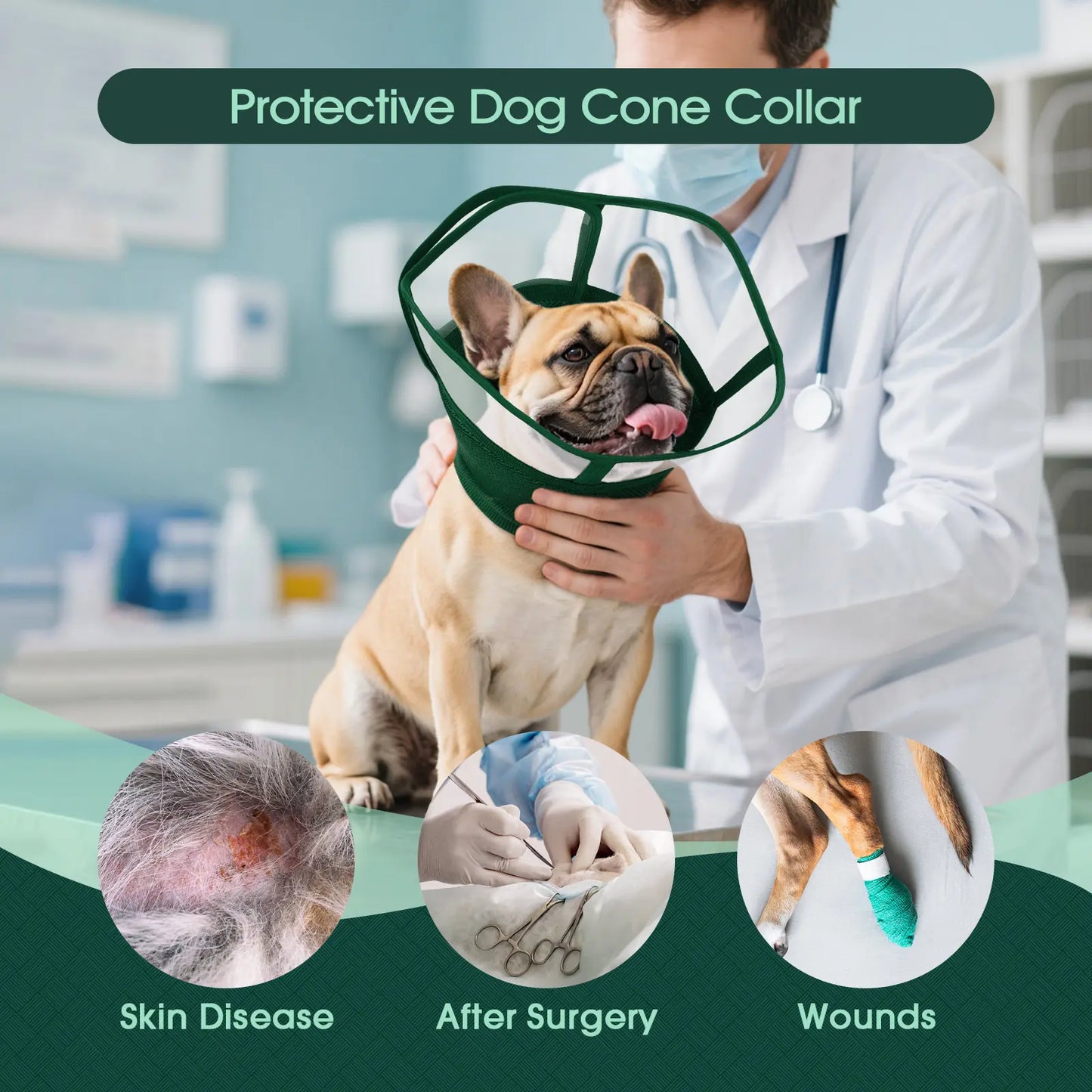 Kuoser Small Dog Cone Collar after Surgery, Soft Cone for Dogs to Stop Licking, Breathable Pet Recovery Collar Comfortable Elizabethan Collars, Adjustable Protective Dog Cones for Small Medium Large Dogs