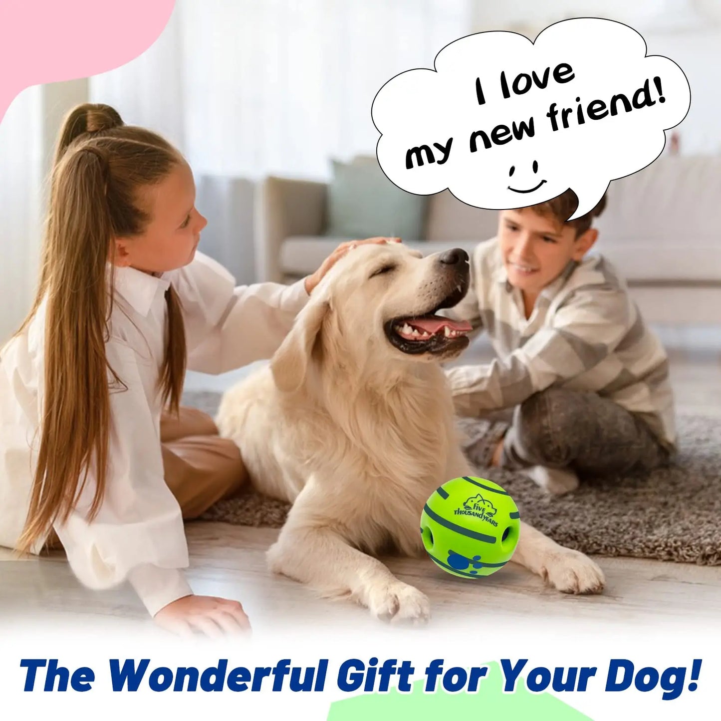 Durable Interactive Dog Toy Ball - Squeaky Wag Ball for Training and Play, Ideal for Indoor & Outdoor Use, Perfect Gift for Pets and Special Occasions