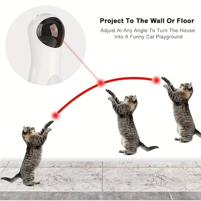 Automatic Adjustable Cat Laser Toy - Interactive LED Teaser for Kitten Training, USB Rechargeable, Multi-Angle Design