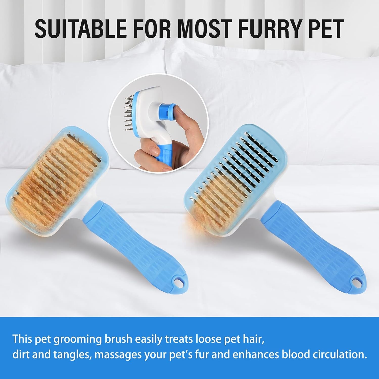 Professional Pet Deshedding Brush for Dogs and Cats - Reduces Shedding by Up to 90%, Gently Removes Loose Undercoat and Mats for Short and Long Thick Hair