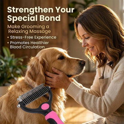 Professional Deshedding Tool for Dogs & Cats, Indoor Cat Double-Sided Brush Rake, Pets Hair Remover Shedding, Long Haired Dog Brushes, Undercoat Combs Supplies