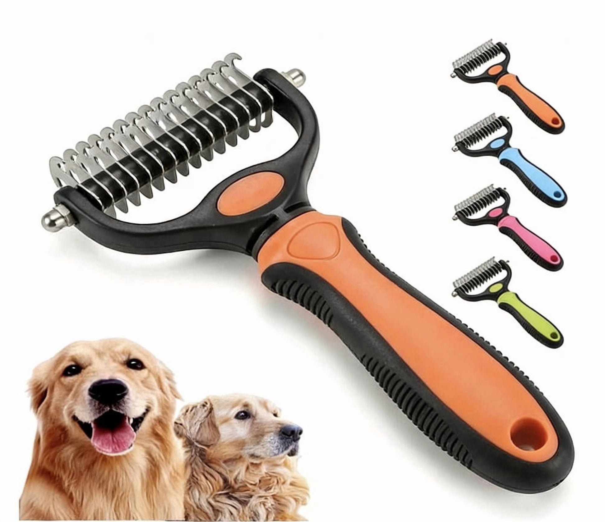 Professional Deshedding Tool for Dogs & Cats, Indoor Cat Double-Sided Brush Rake, Pets Hair Remover Shedding, Long Haired Dog Brushes, Undercoat Combs Supplies