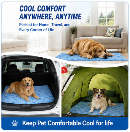 Pet Cooling Mat - Washable Gel, Waterproof Ice Silk Pad for Dogs & Cats, Suitable for Couch, Crate (Sizes S-L)