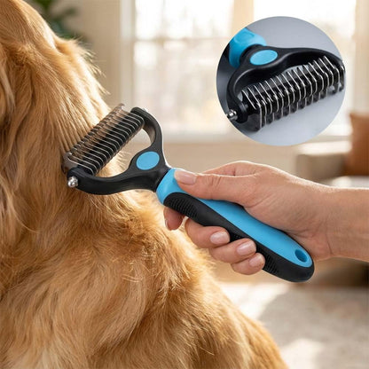 Professional Deshedding Tool for Dogs & Cats, Indoor Cat Double-Sided Brush Rake, Pets Hair Remover Shedding, Long Haired Dog Brushes, Undercoat Combs Supplies